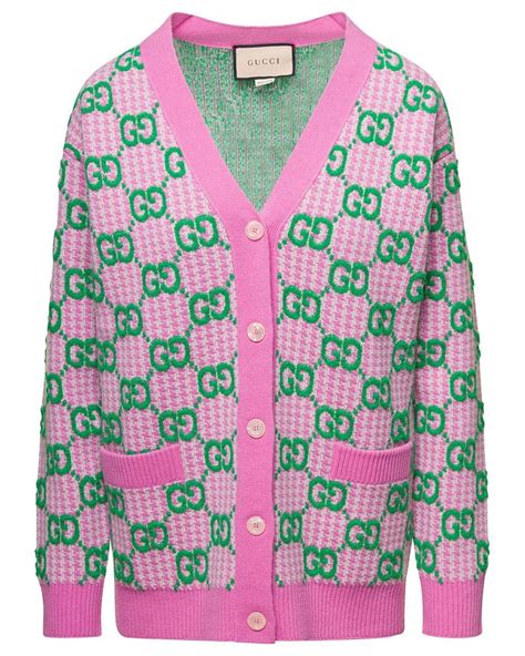 gucci sweater pink|gucci pink and green cardigan.